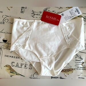 NWT Rosme High-Leg Brief: White with Lace L